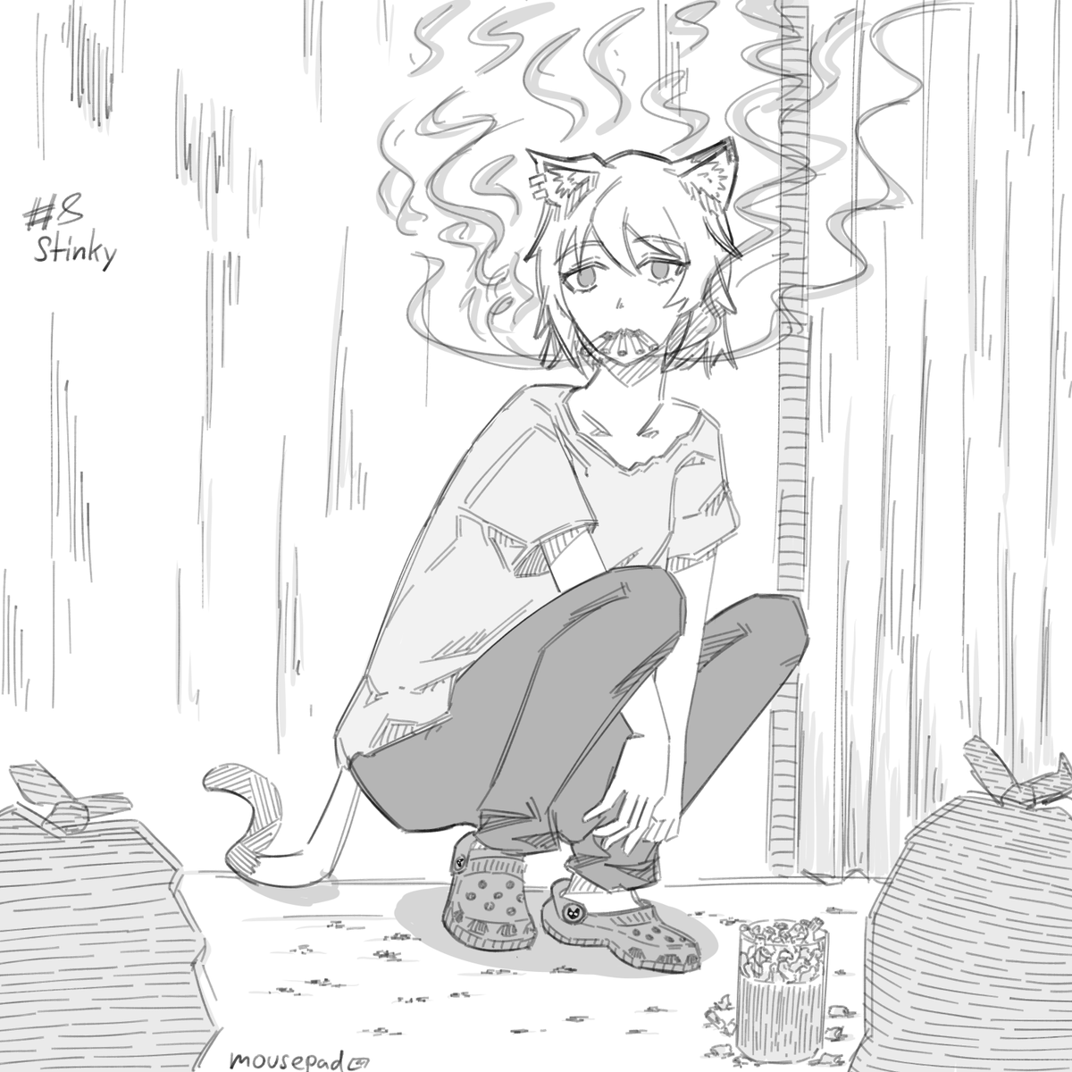 Mousepaddo's tweet photo. #Inktober Day 8 - Stinky
#ヤニねこ #yanineko https://t.co/wKvq2WazgW