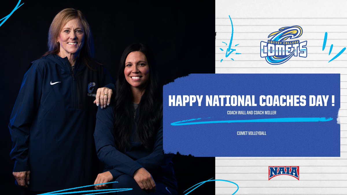 CotteyCollegeVB's tweet photo. 🎉 Happy National Coaches Day! A huge shoutout to Coach Wall and Coach Miller for their dedication to Comet Volleyball! 💪 #HailCotteyC https://t.co/zu1OZFJopy