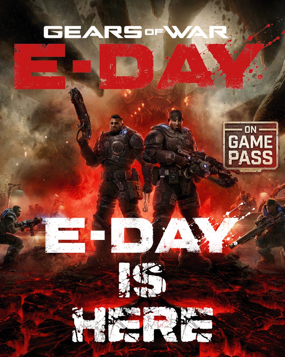 LoadedEN's tweet photo. Marcus.

Dom.

The first day of the Locust invasion.

Gears of War: E-Day is out now on Xbox Series X|S and PC, and on Game Pass.

Get it for less at Loaded. ✅️ Link in comments 👇 https://t.co/8WassPHnT3