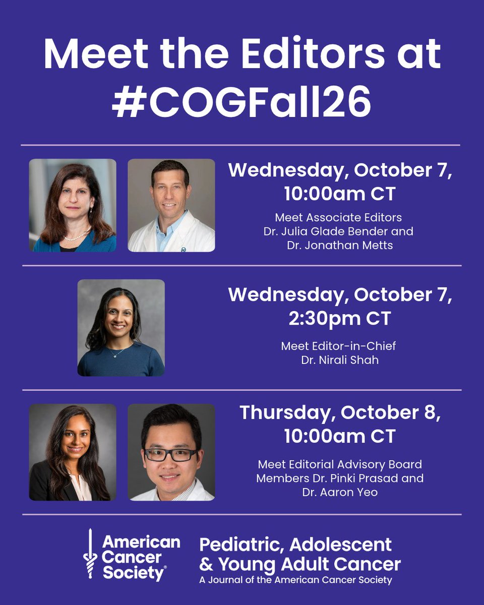 PedAYAJournal's tweet photo. It's Day 1 of #COGFall26! Beginning today, visit our table in the Exhibit Hall to meet our editorial team and learn more about @PedAYAjournal. We also invite you to attend our pre-scheduled Meet and Greets with the Editors!
Explore our new journal at https://t.co/VZdSzTTfj4 💜 https://t.co/7zKsfDMHYW