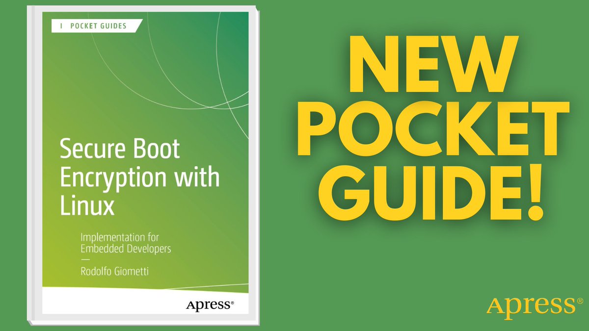 Apress's tweet photo. Bootkits and firmware attacks target the earliest stages of startup. Discover practical methods for verifying every component in the boot process and enforcing integrity from power-on to application launch. #SecureBoot #FirmwareSecurity #EmbeddedLinux
🔗 https://t.co/e5MhnezCLR https://t.co/S4vTpShN8n
