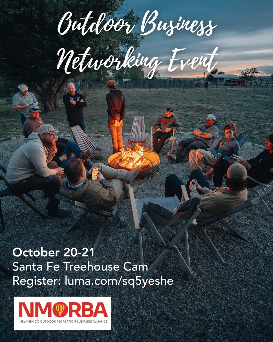 NMoutdoorrec's tweet photo. NM Outdoor business owners: this one’s for you!
NMORBA is bringing New Mexico’s outdoor recreation business community together for the "Common Unity" Networking Summit, October 20–21 at Santa Fe Tree House Camp. Learn more and register at https://t.co/H09a6k4SzR https://t.co/oD5kLhB7tj