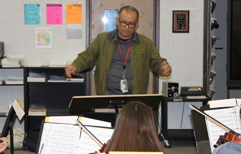 SpringWoodsHigh's tweet photo. The Spring Woods High School Orchestra is being led by Mr. Marcos Altamirano this year! The orchestra is sounding amazing! https://t.co/wZPr5fqkRf