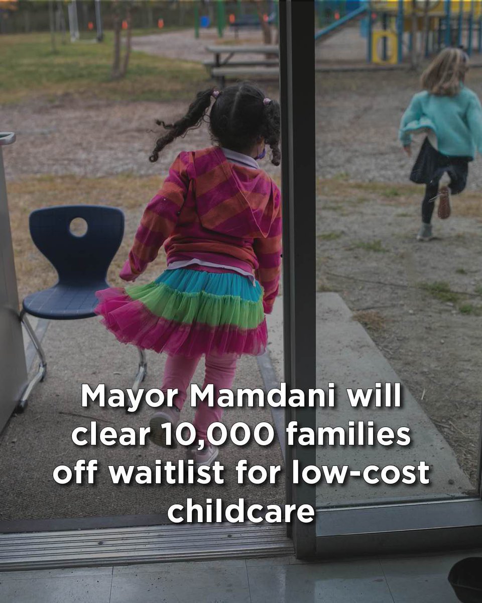 WNYC's tweet photo. The Mamdani administration will move 10,000 low-income families off a ballooning waitlist for subsidized childcare, city officials said Monday. https://t.co/8nx61Ex4ly https://t.co/lQQUK2xG03