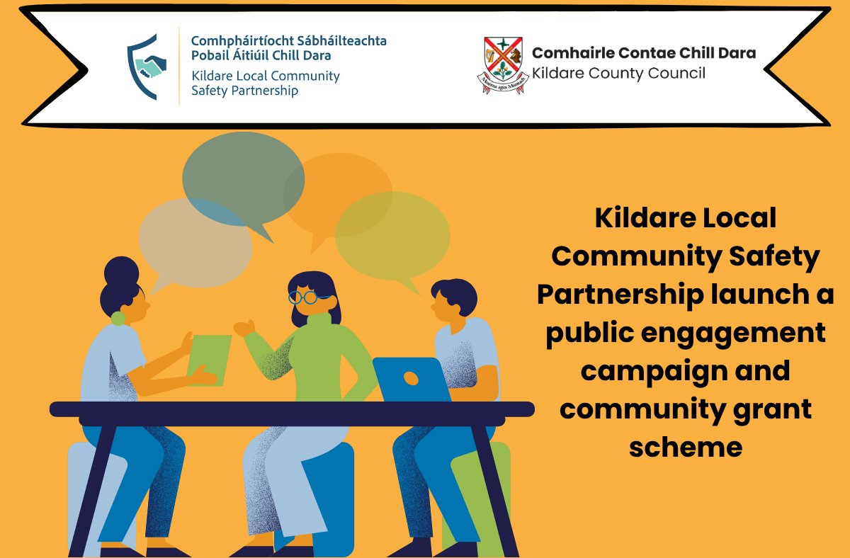 KildareCoCo's tweet photo. The Kildare Local Community Safety Partnership have launched a public engagement campaign  and have launched the Kildare Safe and Connected Community Grant Scheme.

More: https://t.co/HWuZS2297o

#Kildare #YourCouncil https://t.co/nBT6sbDDqG