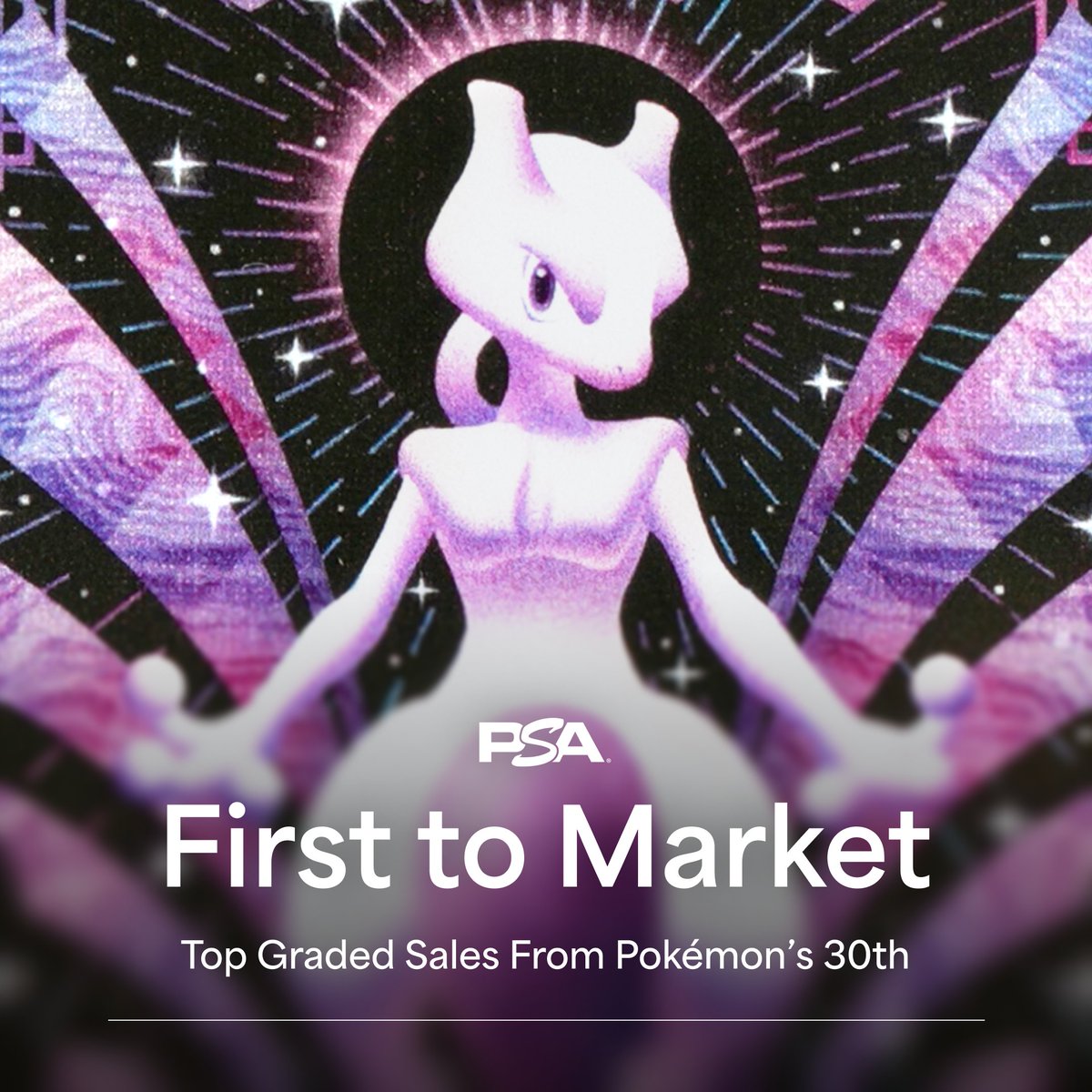 PSAcard's tweet photo. The first graded sales from Pokémon’s 30th Celebration are rolling through, with Mew’s Futuristic Rare leading the way. https://t.co/Xs5feG4MCM