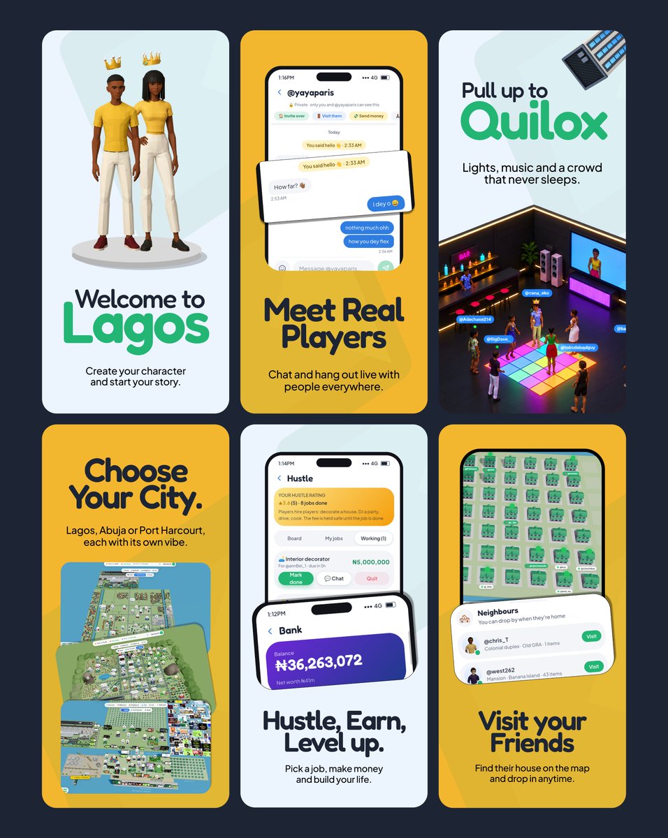 divinedidit's tweet photo. Seeing Lagos Life tweets everywhere made me sign up. 

After playing for a bit, I wondered...what if this web game was an App Store app?

Here’s a visual direction of how its app screenshots could look if it launched today. https://t.co/nfXgFJpCSM