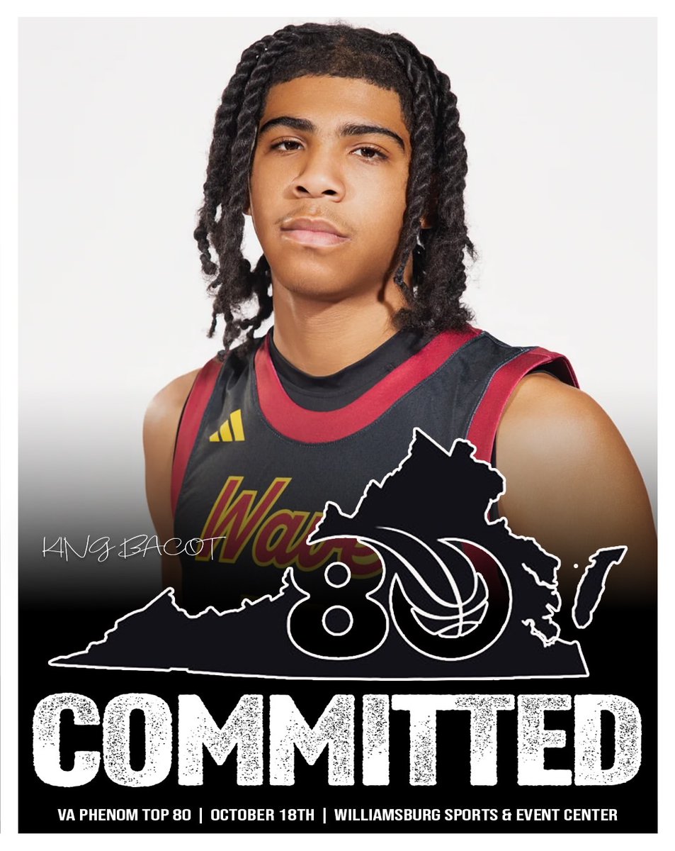 Phenom_Hoops's tweet photo. 2029 King Bacot is COMMITTED to the 2026 #VATop80 October 18th at the Williamsburg Sports &amp; Event Center‼️

Lock your spot in today and prove you’re one of the TOP prospects in Virginia!!! #PhenomHoops https://t.co/ycveDDa1Iy