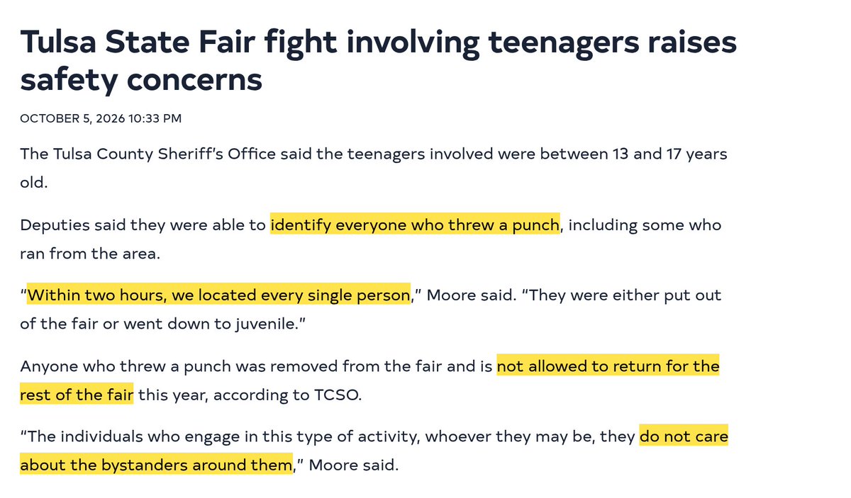 ShadowPatriotUS's tweet photo. 😔 GRANDMAS got HIT. Deputies BAN every fighter in 2 hours.

Hey Matt, you showed the chaos. Here's the cleanup they put on paper.

Capt. Mike Moore said they LOCATED every person who threw a punch within two hours.

Put out of the fair or sent to juvenile. BANNED for the rest of the run.

A Friday night midway shouldn't feel like a street fight.