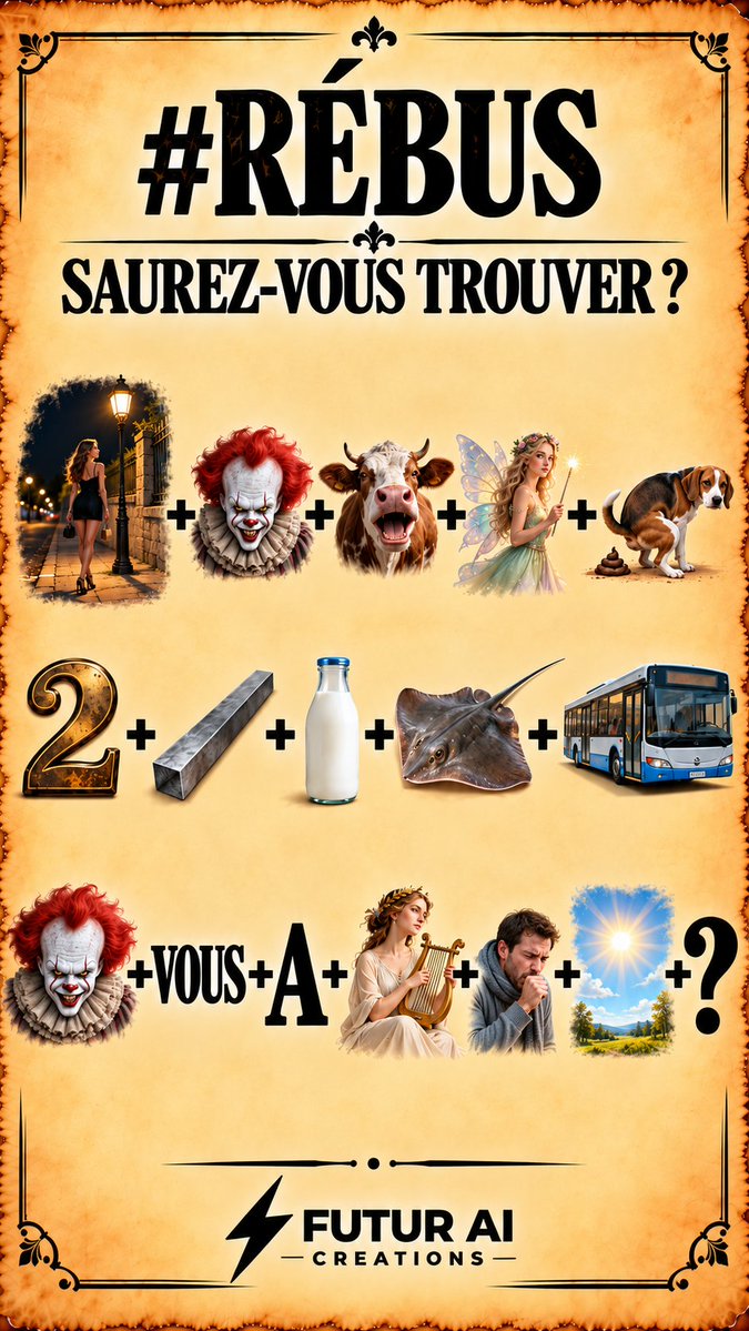 Benjamin_Sibuet's tweet photo. Ce rébus résume parfaitement mon état d’esprit aujourd’hui 😂
Vous trouvez la phrase complète ?

#rebus #devinette #enigme #humour #cassetete https://t.co/aFdPSyJZZo