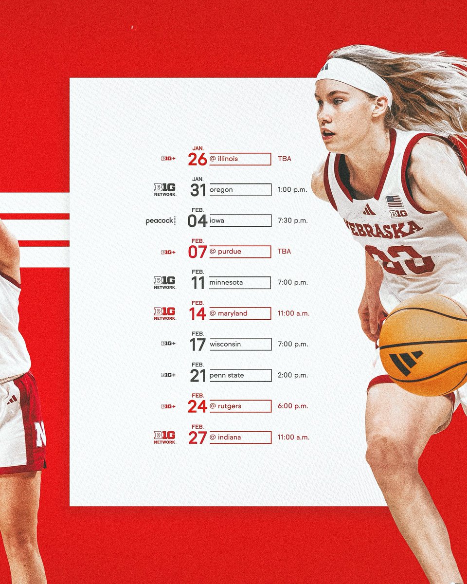 HuskerWBB's tweet photo. 📺 When and where to watch! 

Some updates for the 2026-27 season ⬇️ https://t.co/GRzCEOdqWr