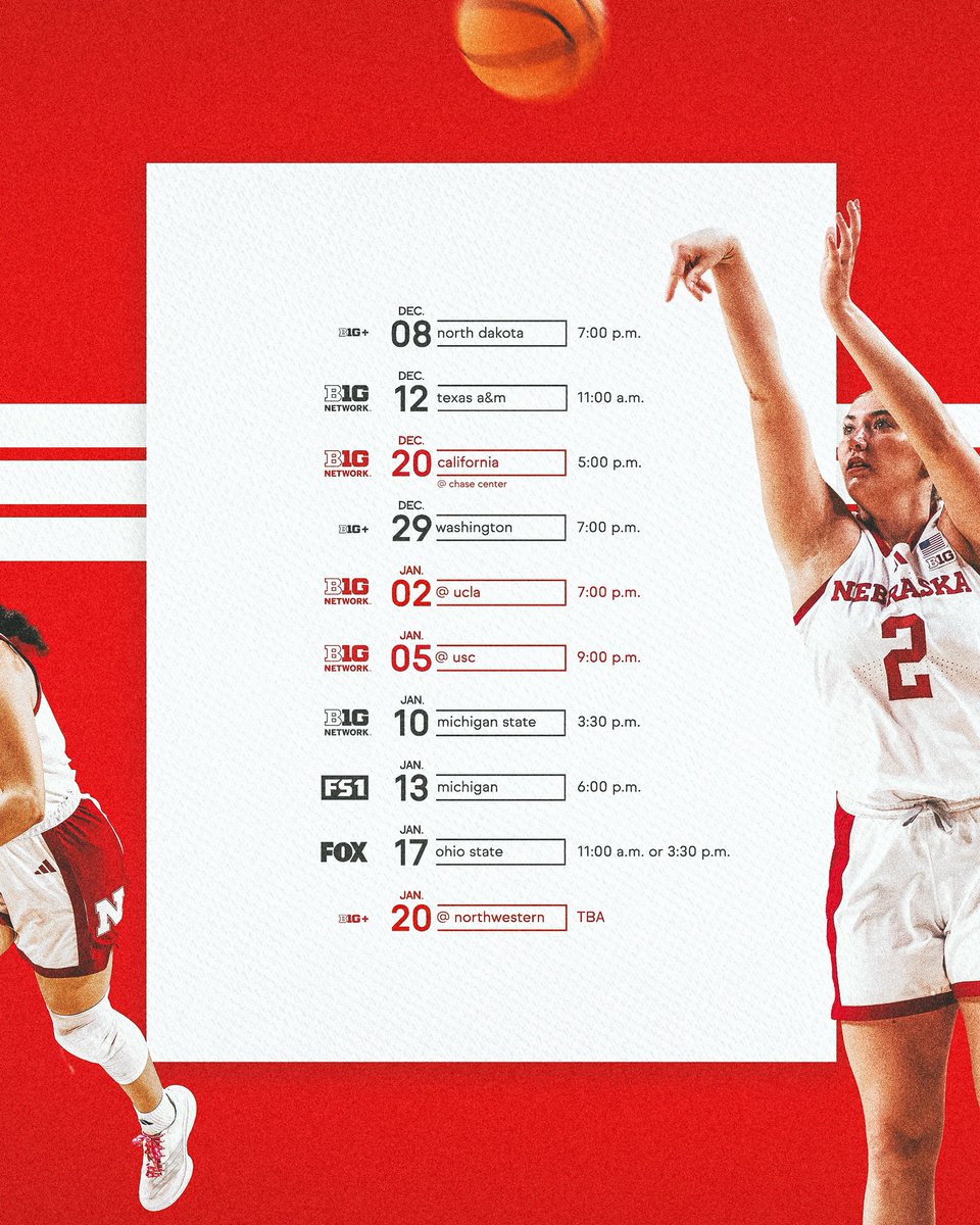 HuskerWBB's tweet photo. 📺 When and where to watch! 

Some updates for the 2026-27 season ⬇️ https://t.co/GRzCEOdqWr