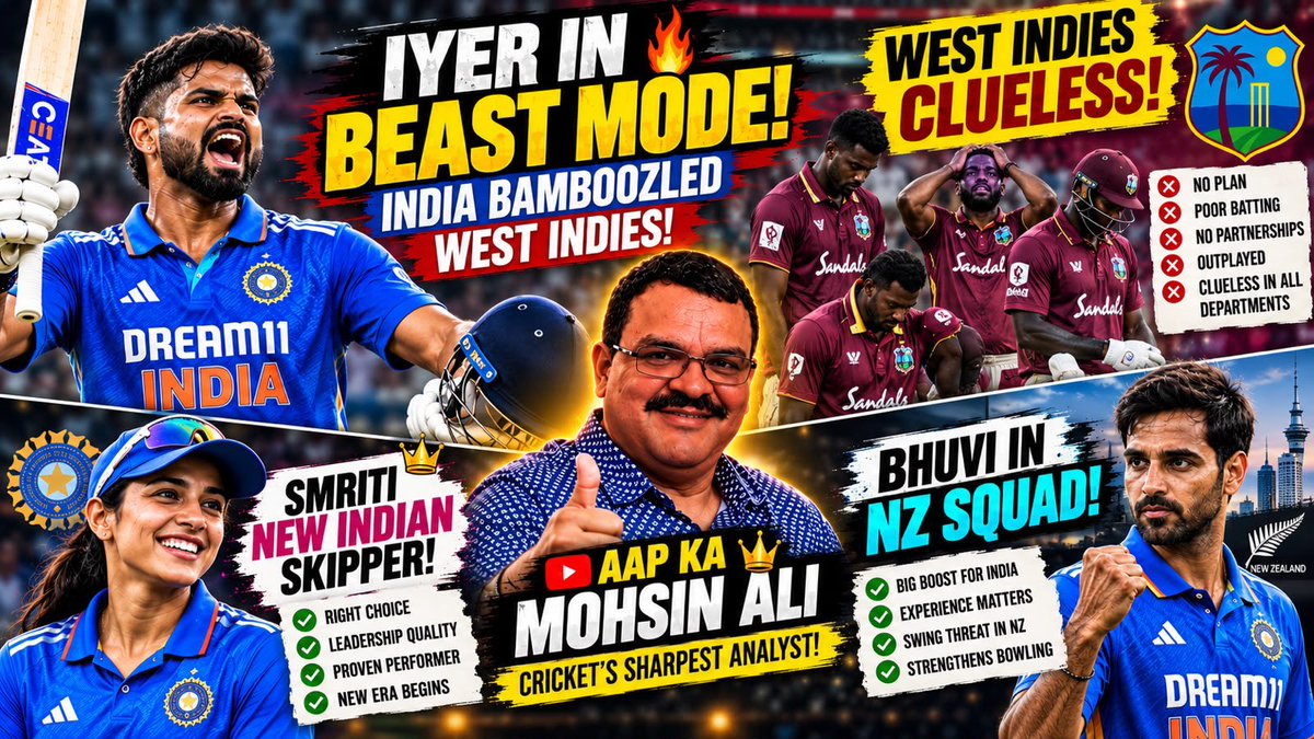MohPakistani's tweet photo. Aoa here I come live on AAP KA Mohsin Ali YouTube channel let’s join, Iyer in beast mode, India bamboozled West Indies | Simriti new Indian skipper | Bhuvi in NZ squad | Australia-A thrashed India-A https://t.co/YAzR8GJSDV
