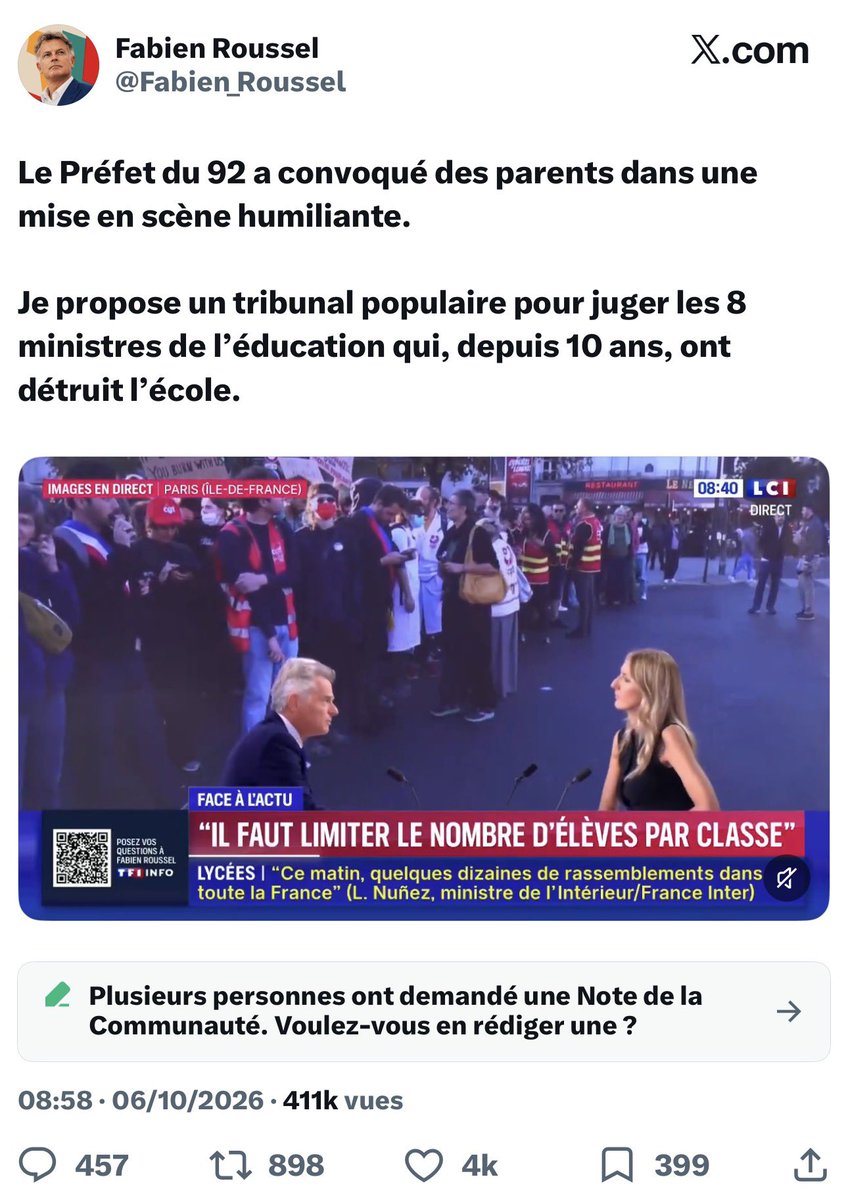 GrandSachoir's tweet photo. Tranquillou, un candidat d’extrême gauche à la présidentielle propose des tribunaux populaires pour juger les ministres de l’éducation. Moi, tant qu’à faire, j’aurais proposé un tribunal militaire et des exécutions publiques. Sans déconner…
#PCF #Roussel https://t.co/8aq3RFV9Pj
