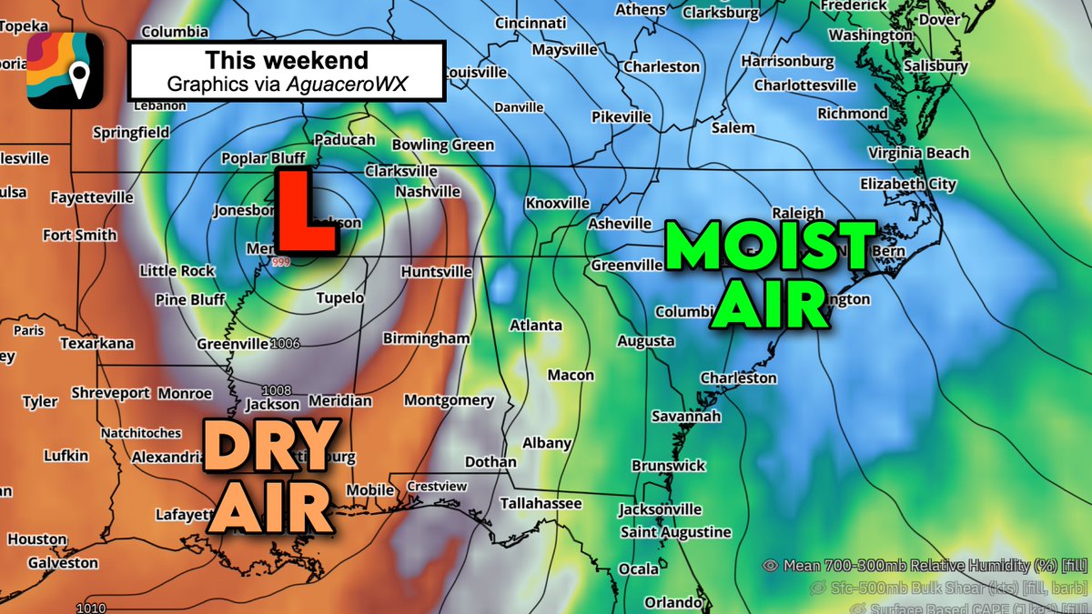 MyRadarWX's tweet photo. SATURDAY and SUNDAY, October 10-11 could feature tornado activity across Alabama, Florida and Georgia. An isolated significant tornado is possible. 

This is in association with a landfalling tropical system that will earn the name "Isaias." The system's will probably come ashore somewhere between New Orleans and Apalachicola.

As the system makes landfall, dry air will swirl in on its back side. That will weaken the tropical storm/hurricane, BUT make a recipe favorable for tornadoes.

As dry air clashes with moist, tropical air, we'll probably get one or more bands of thunderstorms on the east (right) side of the system. Those thunderstorms will tap into the remnant storm's rotating wind field and acquire rotation themselves.
 
At least a very isolated tornado is possible as far north as eastern Tennessee or western parts of the Carolinas. The greatest risk of an isolated significant tornado or two is between Pensacola, Tallahassee and Jacksonville.

This forecast is made both based on forecaster intuition and deterministic/machine learning models. StormNet, the most accurate of any severe weather-focused machine learning model, is already highlighting this region.

The threat could begin Friday night and last into Sunday, shifting from the Gulf Coast northward. 

The European model in particular is highlighting an overlap of shear (changing winds with height) and instability (thunderstorm fuel). That juiced-up air mass will allow thunderstorms to blossom vertically into an environment that will twist them counterclockwise. 

For now, remain abreast of the evolving forecast.