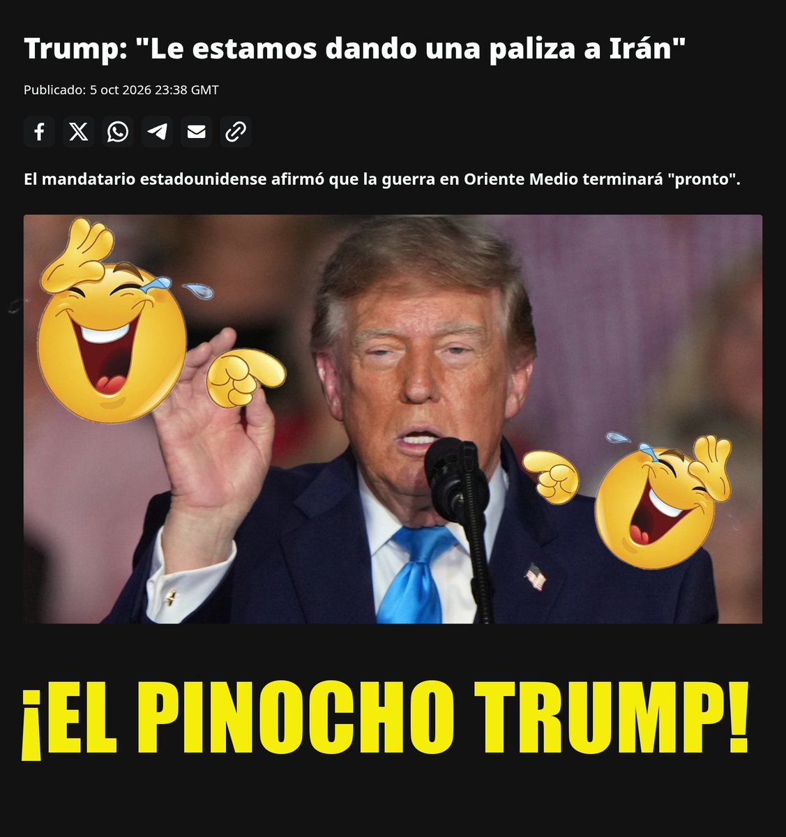 PriapisR's tweet photo. 🤣🤣🤣🤣🤣🤣🤣🤣🤣🤣🤣🤣🤣🤣🤣🤣🤣🤣🤣🤣🤣🤣 TODOS LOS DÍAS ANUNCIA QUE YA GANÓ LA GUERRA CON IRÁN!!! Y EL ESTRECHO DE ORMUZ SIGUE CERRADO POR IRÁN!!! TODOS LOS DÍAS MENTIRAS QUE ENGAÑAN SOLO A LOS IGNORANTES Y ESTÚPIDOS GRINGOS!!! https://t.co/UvXW2uH5JV