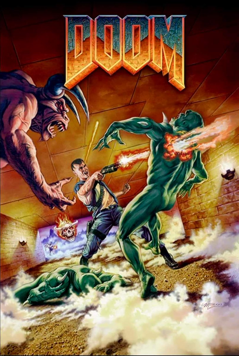 Lord_Arse's tweet photo. Original cover art for PlayStation DOOM by Roger Motzkus. https://t.co/RCvjkCPqFH