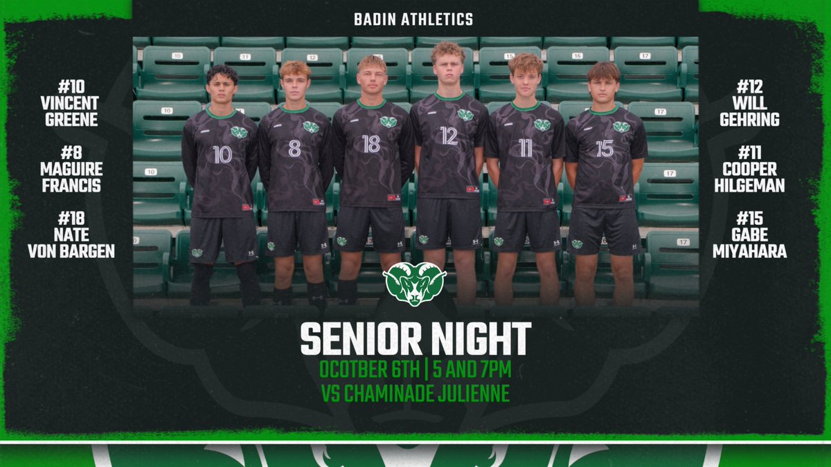 RAMSSPORTS's tweet photo. Senior Night!

⏰ 5:00 &amp; 7:00pm
🏟️ Matandy SportsPlex

Gameday Guide
https://t.co/3onwn7CavL

#HarkYe 🐏 https://t.co/qal0ANwrsz