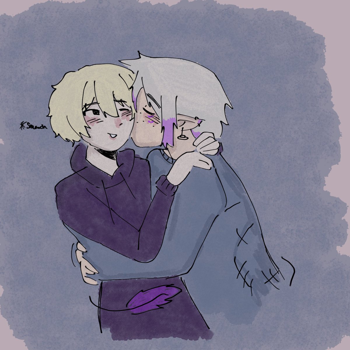 c3ri_drawz's tweet photo. DSMP-TOBER DAY 6: Outfit swap
Purpled kissing Tommy 😚
Cutiesss
#cpurpled #cgoldenduo #ctommy https://t.co/HywkPMAX6o