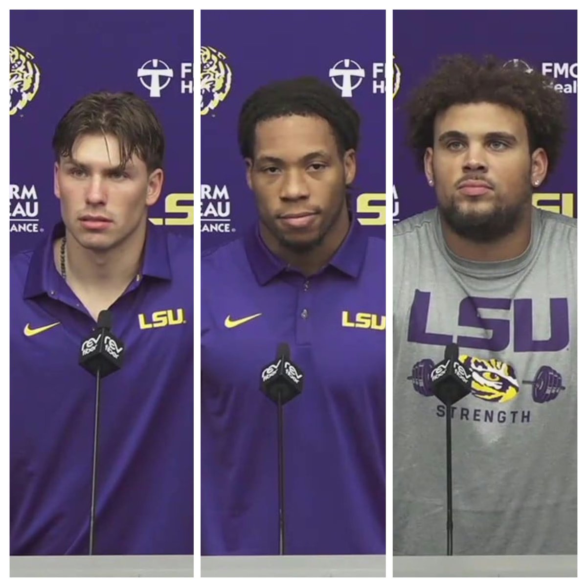 ScarboroughMike's tweet photo. 🎥 WATCH: LSU players turn their attention to Kentucky.

QB Sam Leavitt, C Braelin Moore and LB TJ Dottery met with the media Tuesday as the Tigers prepare for Saturday night’s SEC road test in Lexington.

All three interviews ⬇️ https://t.co/o3DaiCJrdl