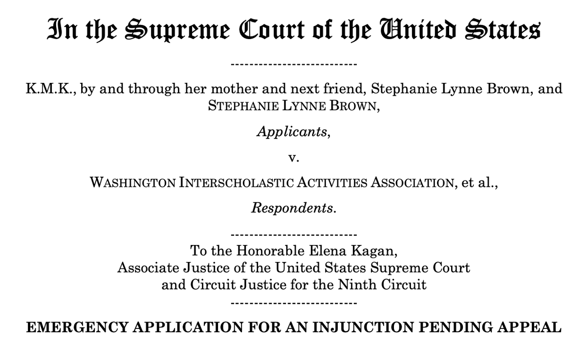 chrisgeidner's tweet photo. NEW: Following the Supreme Court upholding states' transgender sports bans earlier this year, ADF is now taking its targeting of states with pro-trans sports policies to the high court — via the shadow docket in a case out of Washington. https://t.co/BVvnMOuDmy https://t.co/JcVKJbcNj3