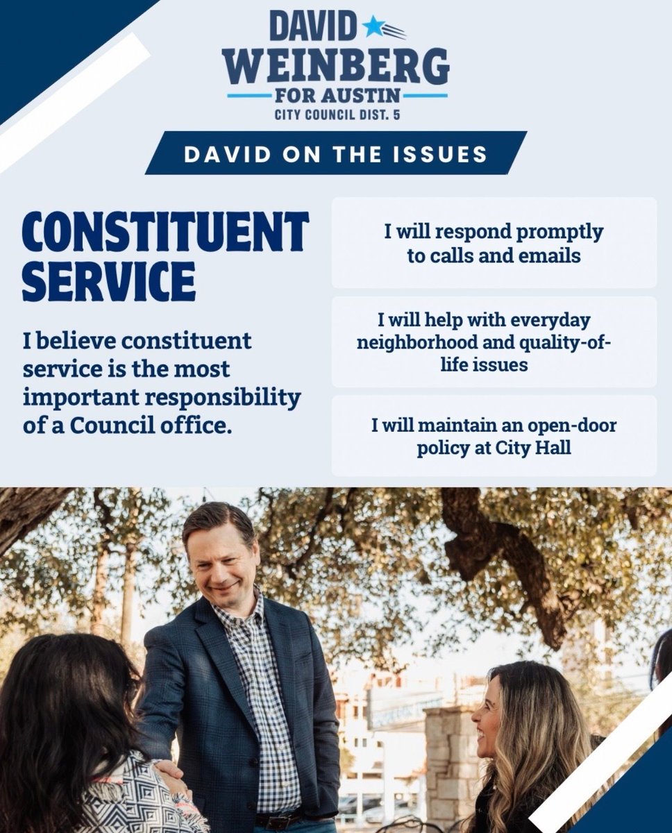 DavidForATX's tweet photo. Serving District 5 starts with listening and following through, every day. From neighborhood concerns to the bigger issues affecting Austin, I’ll keep my door open and your priorities at the center of my work.
#DavidForATX #AustinTX #District5 #ATXCouncil #ConstituentService https://t.co/i8hkQSxYwi