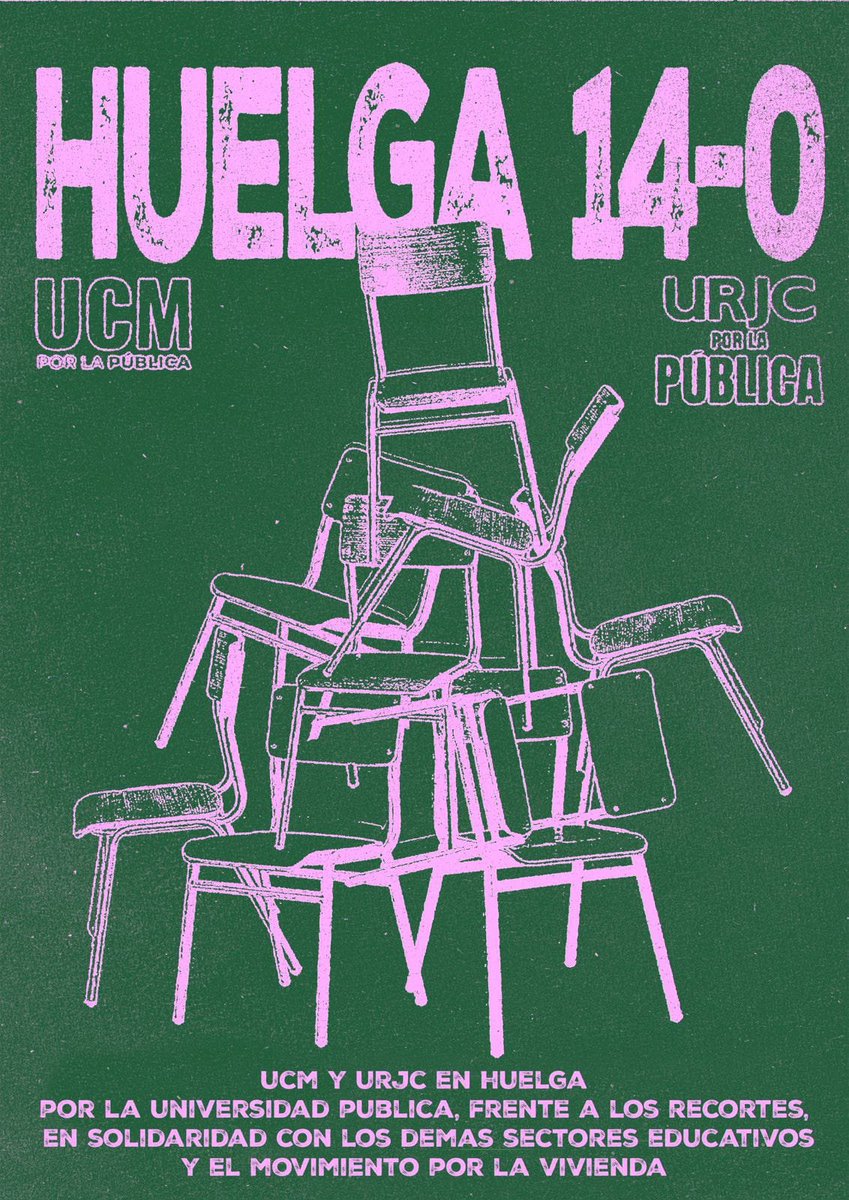 CGTMadrideduc's tweet photo. #Huelga14O A la huelga en la UCM y la URJC 🟢🔥

💚🔗🏚 El 14 de octubre las plataformas UCM y URJC x la Pública llamamos a la huelga en nuestras unis, por los recortes que seguimos sufriendo, en solidaridad con la huelga indefinida en educación y la lucha por la vivienda digna https://t.co/0SUNOwhiPn