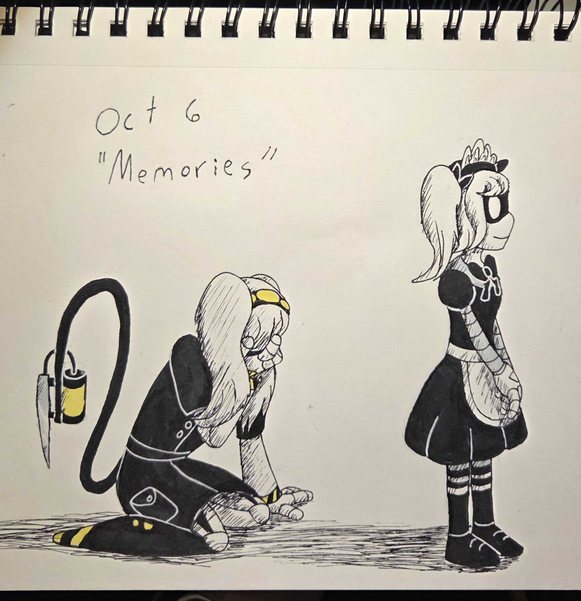 AGreenSquidKid's tweet photo. #dronetober2026 #murderdrones Day 6 "Memories" J is thinking about her doomed yuri https://t.co/gqcQHli45s
