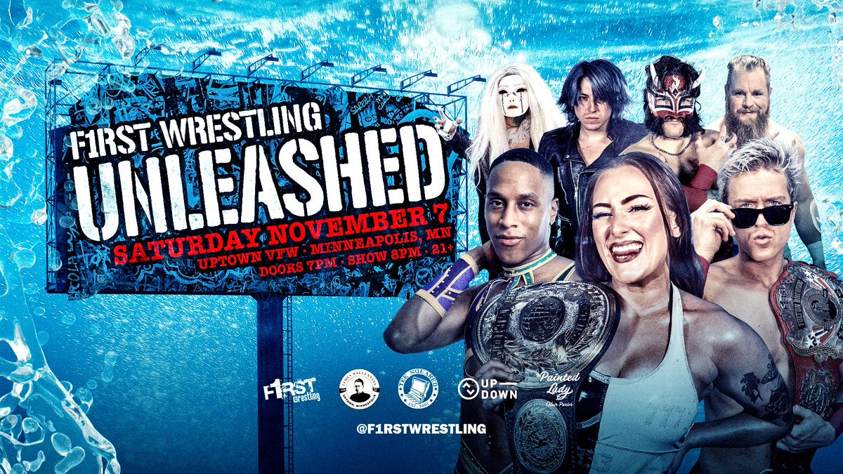 f1rstwrestling's tweet photo. ⚠️F1RST Wrestling: 𝑼𝑵𝑳𝑬𝑨𝑺𝑯𝑬𝑫⚠️

SATURDAY | November 7th
@UptownVFW | Minneapolis, MN
Doors 7pm | Show 8pm | 21+ Event

❗️TICKETS ARE ON SALE NOW❗️
🎟️ https://t.co/64P5GuK83O https://t.co/JXQ9KQXDRM