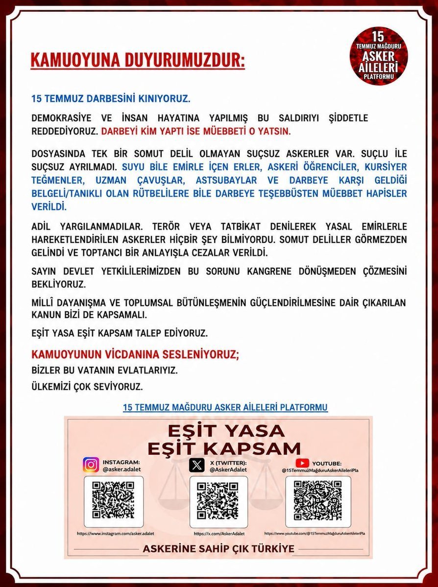 songulkarter's tweet photo. 15 temmuz sürecinde mağdur olan astsubay, uzman çavuş, er ve askeri öğrencilere eşit yasa eşit kapsam talep ediyoruz..
#15TemmuzunMağdurAskerleri
@YildizFeti 
@NumanKurtulmus https://t.co/M8ze0GUPtV