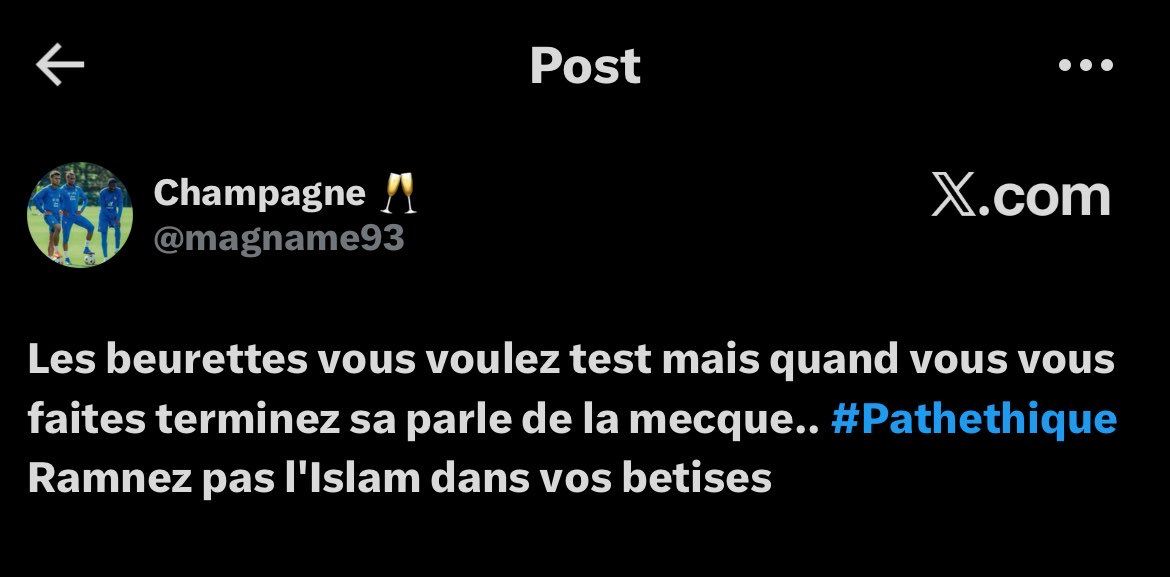 Chicharito21278's tweet photo. Continuez à le faire monter dans les spaces PSG cette grosse merde raciste… des grands « frérot » mais bcp d’entre vous vous êtes des ptites sal*pes au fond ! @magname93 espèce de petite merde !! https://t.co/RibOc6N9re