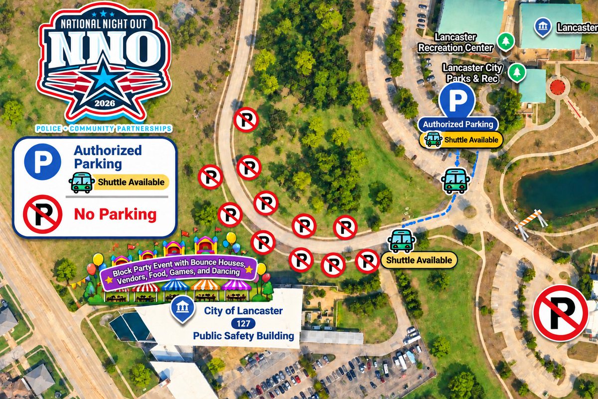 Lancaster_TX's tweet photo. 🚨🎉NATIONAL NIGHT OUT IS TONIGHT 🎉🚨

📅 Tonight, October 6
⏰ 6:00–8:00 p.m.
📍 Lancaster Public Safety Building
100 Craig Shaw Memorial Parkway

To help everyone plan accordingly, please review the event details before heading out. We can’t wait to see you, your family and https://t.co/LrdstZjo1k