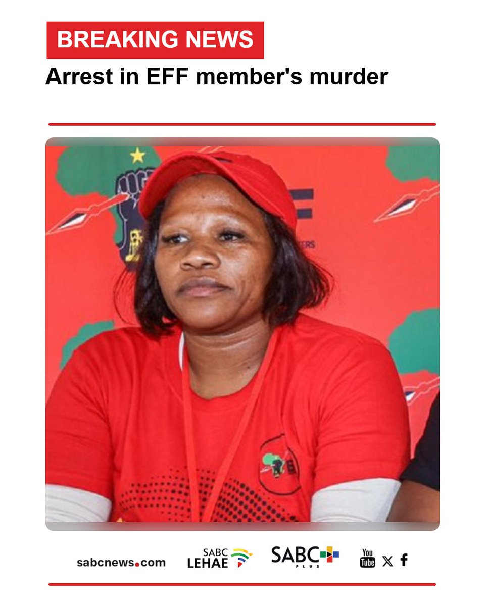 SABCNews's tweet photo. BREAKING NEWS | The Gauteng Political Killings Task Team (PKTT) has arrested a second suspect in connection with the murder of 44 year-old EFF party member, Monica Dube. https://t.co/KNTf1MCy8n