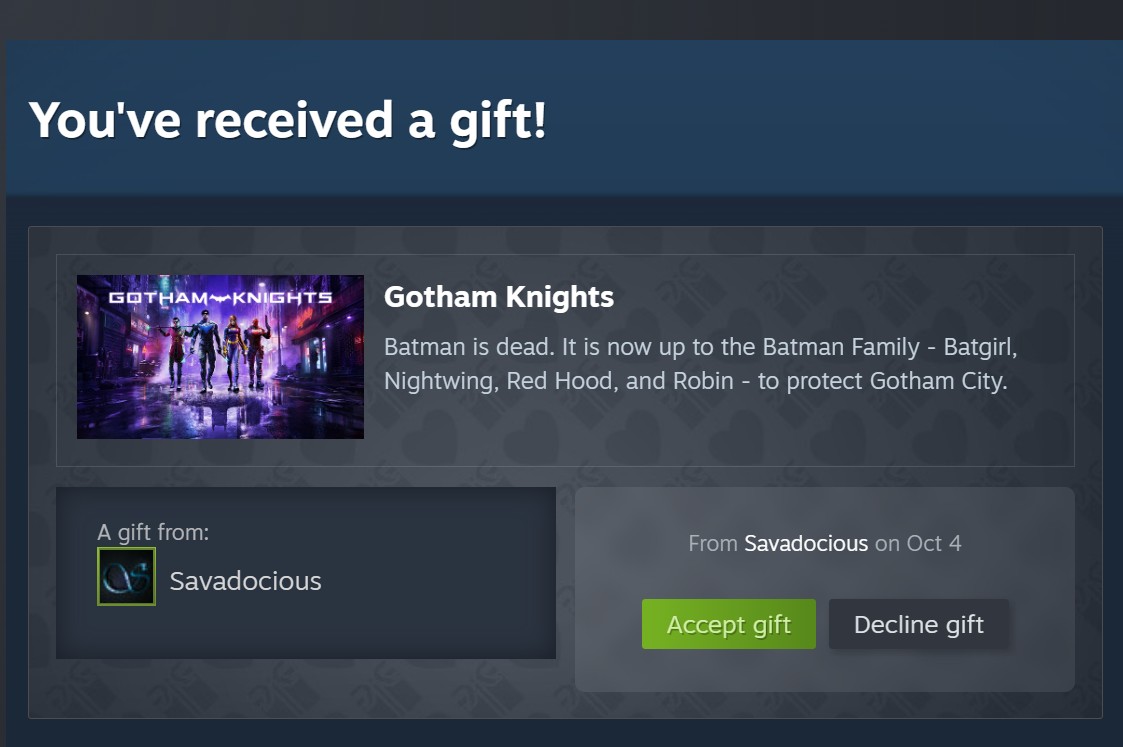vigil07official's tweet photo. Quick shoutout to my buddy @Savadocious for getting me Gotham Knights—Thank you so much bro! You're so kind hearted. If you're not following my buddy Sav on Twitch, please do! This is where you can follow him!
https://t.co/6wOsD1Ocrm https://t.co/jDSvFwvBNU