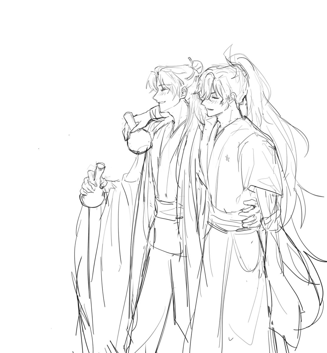 ich1257384's tweet photo. 希望戰後的唐青帶著殘破的身和心互相慰藉和堪堪支撐下去 過了幾年之後整個中原情況變好了 他們恢復像以前一樣能喝酒和大笑 甚至更瘋狂了 唐步也會直接對瓶吹了  他們活得更瀟灑幼稚 像小孩一樣打鬧鬥嘴 持續比武 起初兩個人都沒有恢復完全還會嘲笑對方 大概過20年左右身心境界都提升不少 白髮越流越長 https://t.co/4wbiZ2rP3i