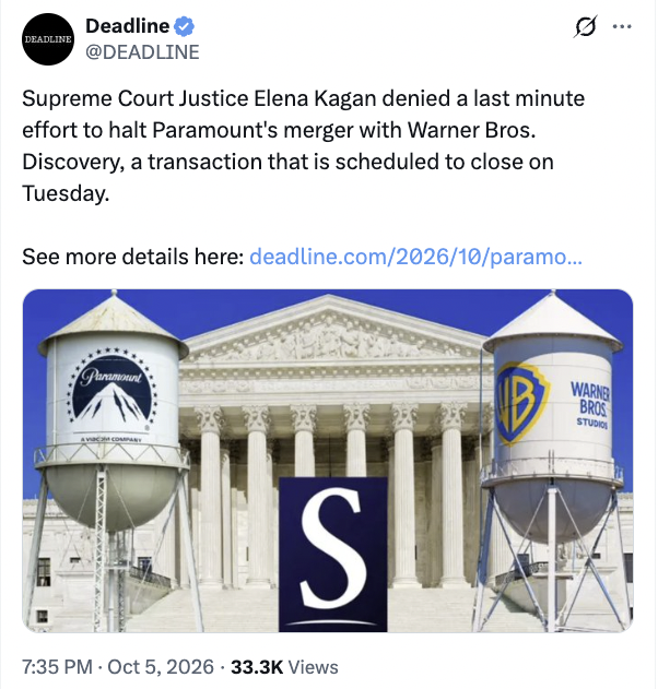 elivalley's tweet photo. The fascist monopolization of US media, intent on ending what's left of democracy on behalf of billionaire mobsters, was finalized by a Democratic-appointed SCOTUS justice. https://t.co/KErKQqiw9f