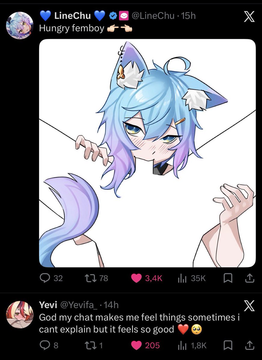 SoftPrinceOF's tweet photo. Ok, but that‘s lwk crazy bro… :3
#linechu #velky #femboy #crazy https://t.co/tNyLE5qan8