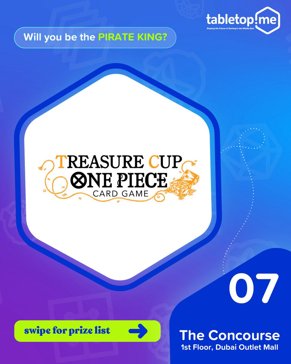 TCGOP_Alert's tweet photo. Dubai hosts the Middle East’s first Treasure Cup! Assemble your crew for the ONE PIECE CARD GAME event in 2026. On Nov 7, top pirates clash for legendary loot. 🔥📍 CardGame #OnePiece #OnePieceCardGame https://t.co/iED48W8hpG