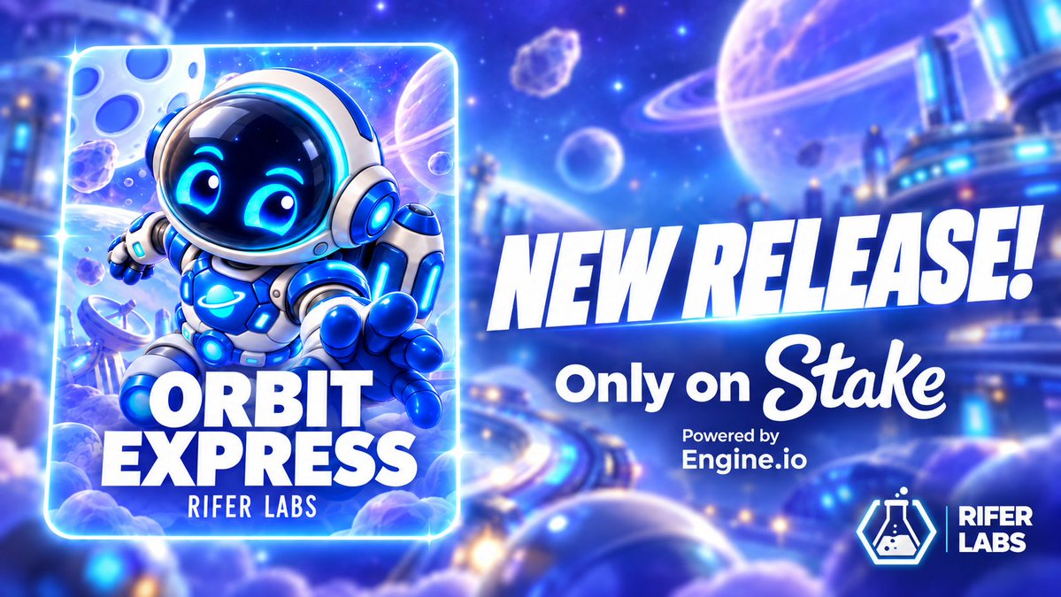 RiferLabs's tweet photo. 🚀 Orbit Express is now live!

🌌 Ready for launch?

Only on @Stake &amp; @StakeUSA
Powered by @enginedotio 💙

🎁 RT + reply with your Stake ID
➕ Follow Rifer Labs on Stake! https://t.co/iZIHbhlQso