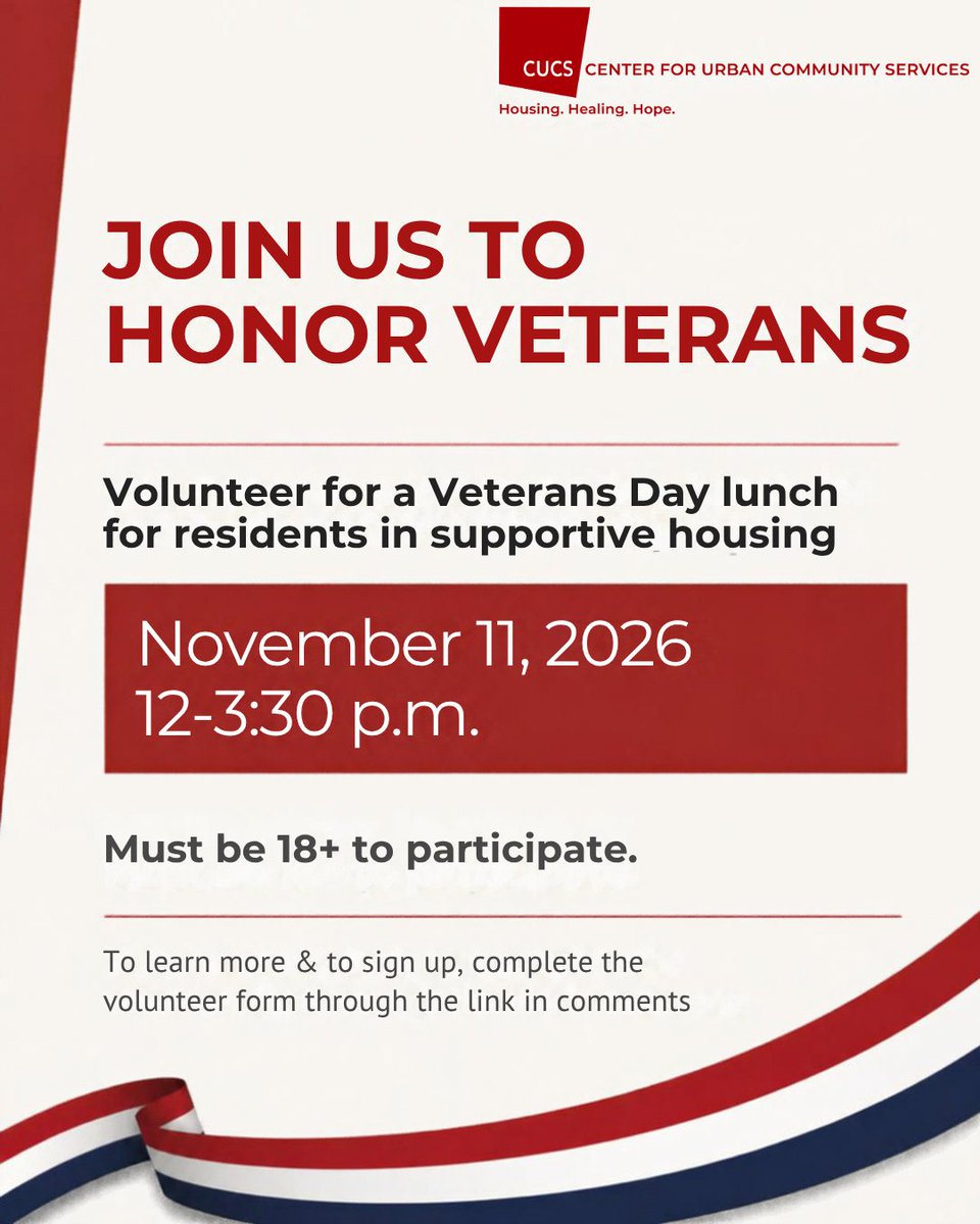 CUCSnyc's tweet photo. Volunteer with CUCS this season! 
From Veterans Day through the holidays, there are plenty of opportunities to lend a hand and help make the season special for residents.
Find a location that works for you. Learn more and sign up here: https://t.co/4eF0SMwcnQ https://t.co/MI7bvqErKO