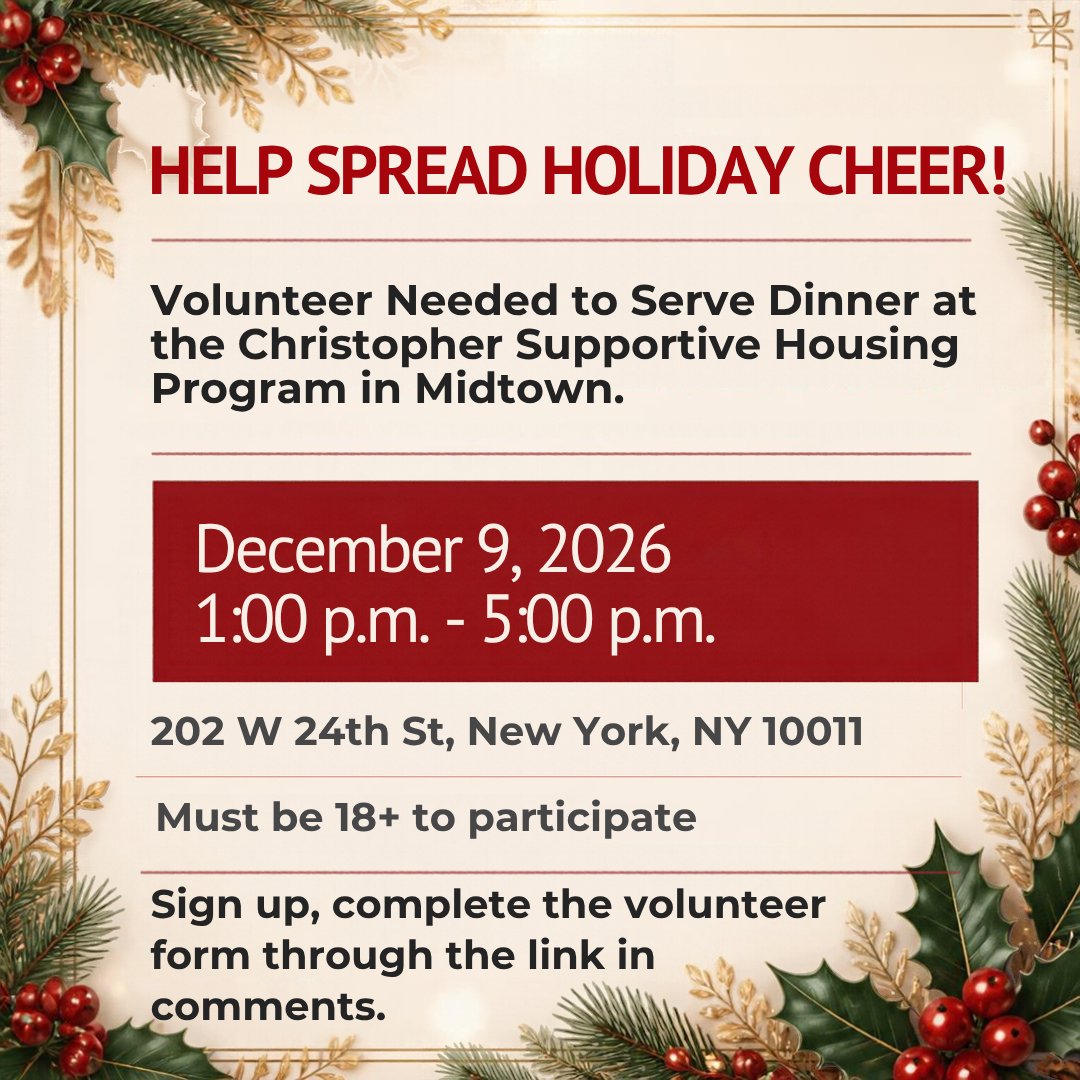 CUCSnyc's tweet photo. Volunteer with CUCS this season! 
From Veterans Day through the holidays, there are plenty of opportunities to lend a hand and help make the season special for residents.
Find a location that works for you. Learn more and sign up here: https://t.co/4eF0SMwcnQ https://t.co/MI7bvqErKO