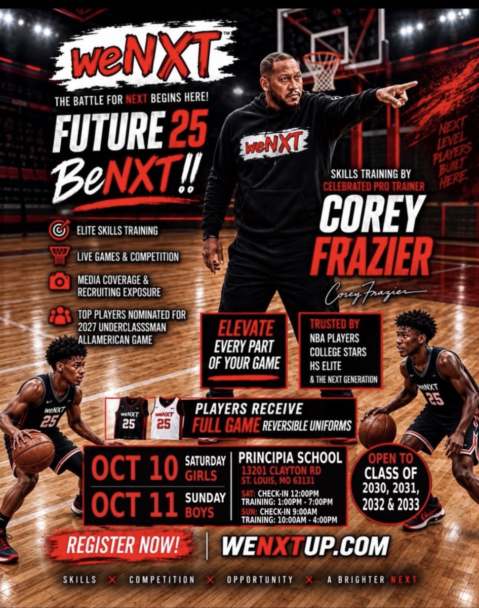 coreyfrazier32's tweet photo. Only a few days left to register. Get your spot now. Girls and boys classes 2030-33.
Girls
https://t.co/vRXIo7WowI

Boys 
https://t.co/wzThATQnwj https://t.co/hy1GV18nTM