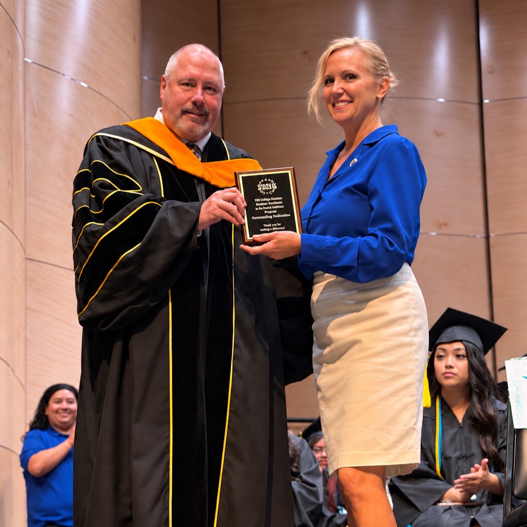 UEICollege's tweet photo. Mayor Christina Fugazi brought the energy to #UEIStockton’s graduation! 🎓 “These aren’t backup careers. These aren’t consolation prizes. These are professions.” @RepJoshHarder’s office also presented certificates to graduates. Congrats, Class of 2026! 🎉 @ChristinaFugazi https://t.co/HzIesruhnG