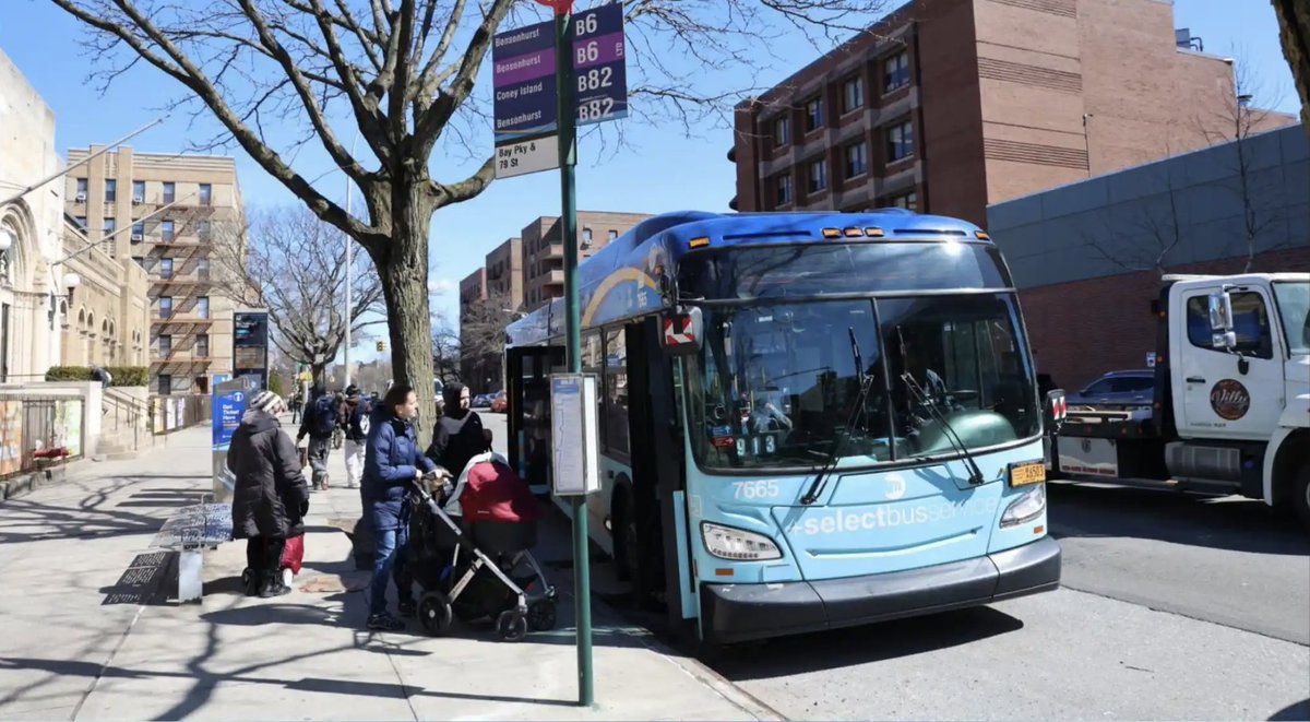 amNewYork's tweet photo. The city DOT announced Tuesday that it started construction on a sizable redesign of Brooklyn’s Bay Parkway and Cropsey Avenue — adding bus lanes to the two roadways that the agency says will hasten trips for 85,000 daily riders. Read more at the link in bio. https://t.co/6r65PRlyCG