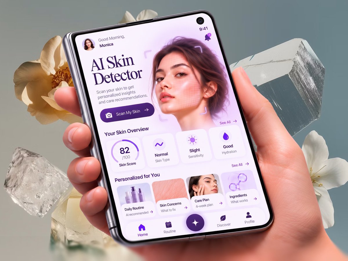 shuvouix's tweet photo. AI-Powered Skin Care Agent — App UI Exploration https://t.co/J23TI0FKPs