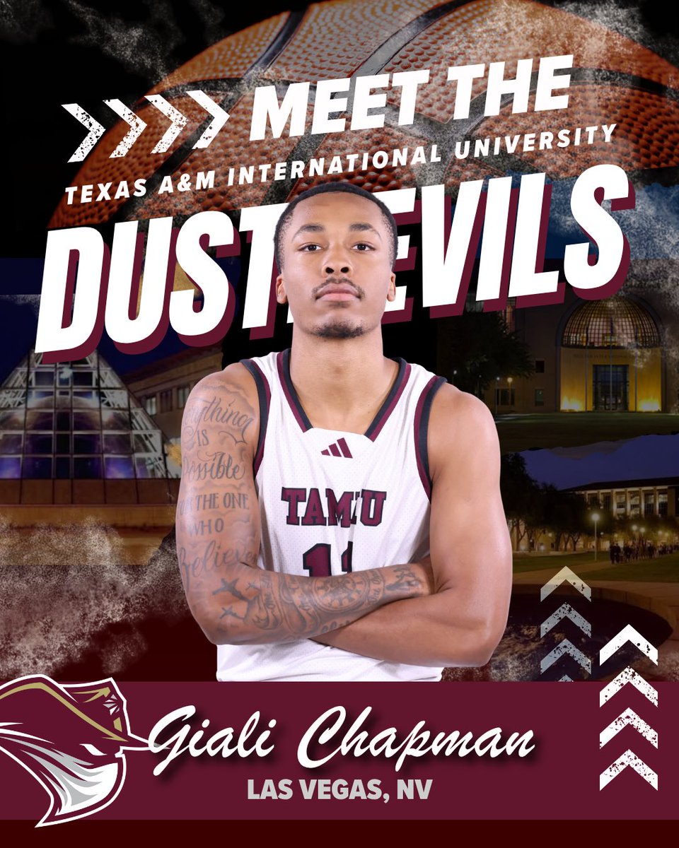 DustdevilMBB's tweet photo. Introducing 6’3 Guard from Las Vegas, NV Giali Chapman! Giali is a Junior coming to TAMIU from Independence Community College. Outside of basketball Giali enjoys gaming, fishing, and watching anime. #dustem #TeamFamilyBelieve https://t.co/nCQmImsRRM