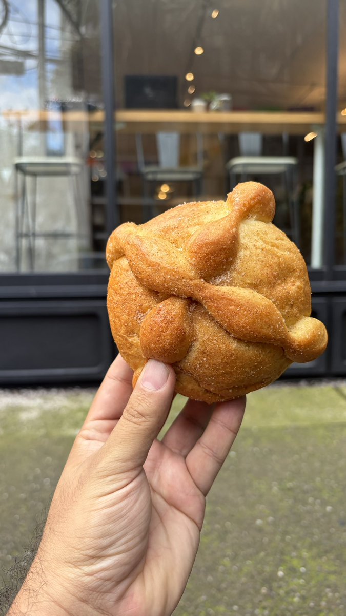 RodrigoDelgado's tweet photo. El 6to. Pan de Muerto fue el peor hasta ahora, fue de Tirso’S Coffee en la Roma. Y es que tienen el pan refrigerado, con el azúcar húmeda y semi disuelta. Lo hornean y resulta ser un pan chicloso que se pone más duro que momia de Guanajuato en segundos. No tiene sabor alguno… #PanDeMuertoChallenge