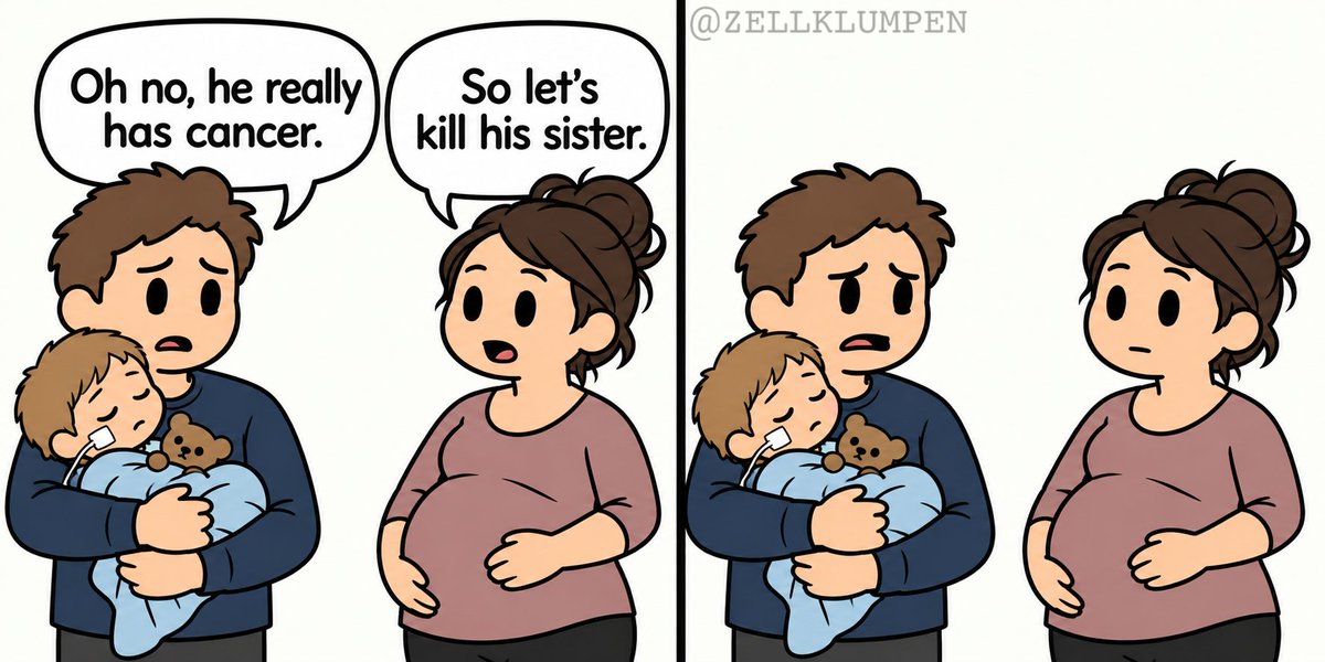 ZELLKLUMPEN's tweet photo. Wait… why would you kill your second child just because your first one has cancer? I really don’t get it. https://t.co/YYOmjZAVW0