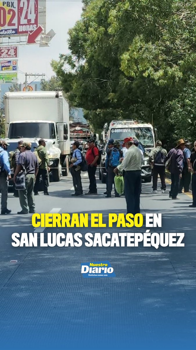 🚧🚗 CIERRAN EL PASO EN EN SAN LUCAS SACATEPÉQUEZ 🚙⚠️ El tránsito permanece bloqueado en ambos sentidos en el kilómetro 29.5 de la ruta CA-2 Occidente, en j…