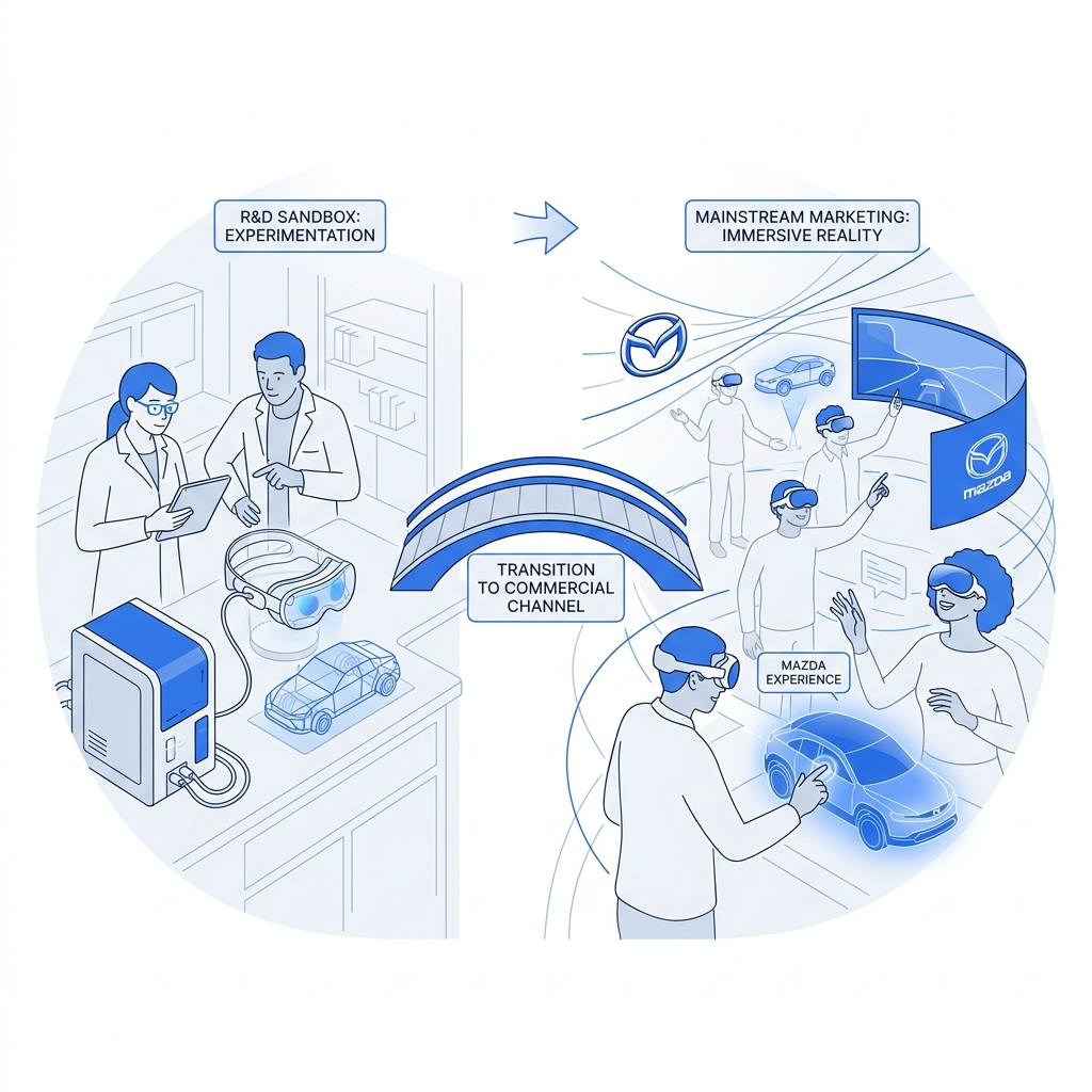 ShinjiNamura's tweet photo. I keep seeing Vision Pro content treated as a lab experiment. MESON's work with Mazda at a fan festival suggests otherwise, immersive storytelling is already a marketing channel, not just an R&amp;D sandbox. #AppleVisionPro https://t.co/LkFQd7Kk91